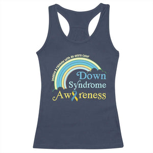 Down Syndrome Awareness Racerback Tank Top Imagine A Rainbow With An Extra Color TS11 Navy Print Your Wear