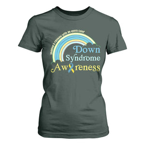 Down Syndrome Awareness T Shirt For Women Imagine A Rainbow With An Extra Color TS11 Dark Forest Green Print Your Wear