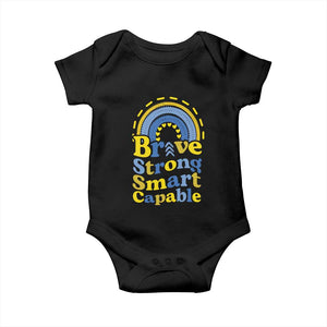 Down Syndrome Awareness Baby Onesie Brave Strong Smart Capable Rainbow TS11 Black Print Your Wear