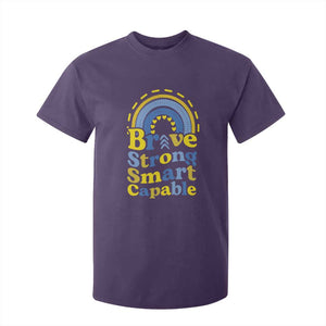 Down Syndrome Awareness T Shirt For Kid Brave Strong Smart Capable Rainbow TS11 Purple Print Your Wear