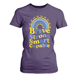 Down Syndrome Awareness T Shirt For Women Brave Strong Smart Capable Rainbow TS11 Purple Print Your Wear