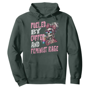 Fueled By Coffee And Feminist Rage Hoodie Feminism Coffee Lovers TS11 Dark Forest Green Print Your Wear