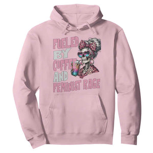Fueled By Coffee And Feminist Rage Hoodie Feminism Coffee Lovers TS11 Light Pink Print Your Wear