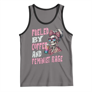 Fueled By Coffee And Feminist Rage Tank Top Feminism Coffee Lovers TS11 Deep Heather Black Print Your Wear