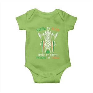 Viking By Blood Irish By Birth Patriot By Choice Baby Onesie Irish Viking Axes Celtic Knot TS11 Lime Print Your Wear