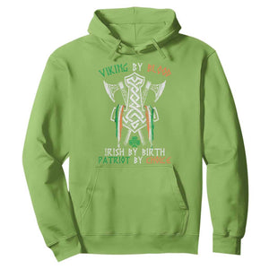 Viking By Blood Irish By Birth Patriot By Choice Hoodie Irish Viking Axes Celtic Knot TS11 Lime Print Your Wear