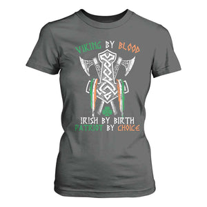 Viking By Blood Irish By Birth Patriot By Choice T Shirt For Women Irish Viking Axes Celtic Knot TS11 Dark Heather Print Your Wear