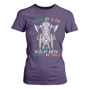 Viking By Blood Irish By Birth Patriot By Choice T Shirt For Women Irish Viking Axes Celtic Knot TS11 Purple Print Your Wear
