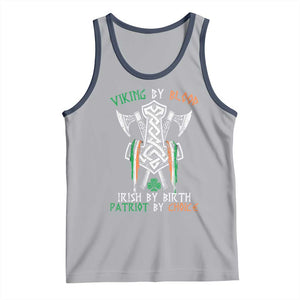 Viking By Blood Irish By Birth Patriot By Choice Tank Top Irish Viking Axes Celtic Knot TS11 Athletic Heather Navy Print Your Wear