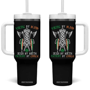 Viking By Blood Irish By Birth Patriot By Choice Tumbler With Handle Irish Viking Axes Celtic Knot TS11 One Size: 40 oz Black Print Your Wear
