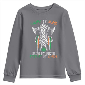 Viking By Blood Irish By Birth Patriot By Choice Youth Sweatshirt Irish Viking Axes Celtic Knot TS11 Charcoal Print Your Wear
