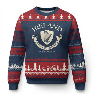 Ireland Erin Go Bragh Est 1922 Ugly Christmas Sweater Irish Pride Vintage Harp TS11 Navy Red Print Your Wear