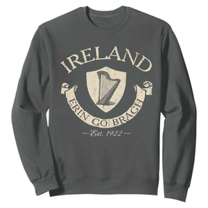 Ireland Erin Go Bragh Est 1922 Sweatshirt Irish Pride Vintage Harp TS11 Dark Heather Print Your Wear