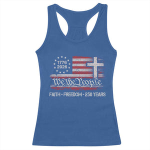 Faith Freedom 250 Years Racerback Tank Top Christian USA 250th Anniversary TS11 Royal Blue Print Your Wear