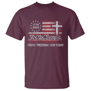 Faith Freedom 250 Years T Shirt Christian USA 250th Anniversary TS11 Maroon Print Your Wear