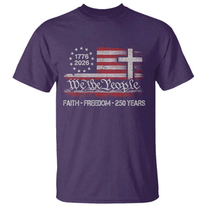 Faith Freedom 250 Years T Shirt Christian USA 250th Anniversary TS11 Purple Print Your Wear