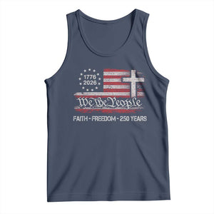 Faith Freedom 250 Years Tank Top Christian USA 250th Anniversary TS11 Navy Print Your Wear