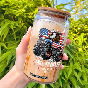 USA 250th Anniversary 250 Years 1776 2026 Monster Truck Eagle Glass Can TS11 Black Print Your Wear