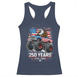 USA 250th Anniversary 250 Years 1776 2026 Monster Truck Eagle Racerback Tank Top TS11 Navy Print Your Wear