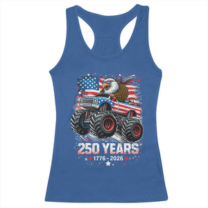 USA 250th Anniversary 250 Years 1776 2026 Monster Truck Eagle Racerback Tank Top TS11 Royal Blue Print Your Wear