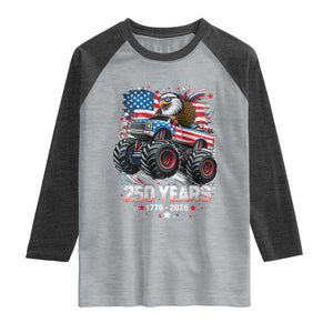 USA 250th Anniversary 250 Years 1776 2026 Monster Truck Eagle Raglan Shirt TS11 Heather Gray Heather Charcoal Print Your Wear