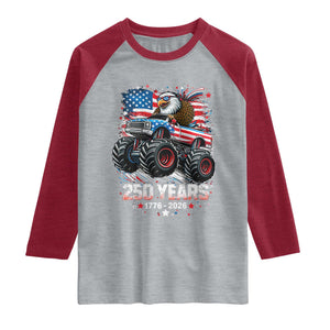 USA 250th Anniversary 250 Years 1776 2026 Monster Truck Eagle Raglan Shirt TS11 Heather Gray Heather Red Print Your Wear