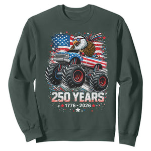 USA 250th Anniversary 250 Years 1776 2026 Monster Truck Eagle Sweatshirt TS11 Dark Forest Green Print Your Wear