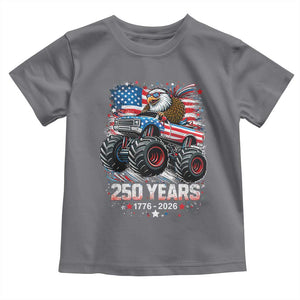 USA 250th Anniversary 250 Years 1776 2026 Monster Truck Eagle Toddler T Shirt TS11 Charcoal Print Your Wear