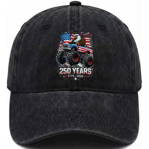 USA 250th Anniversary 250 Years 1776 2026 Monster Truck Eagle Washed Cotton Baseball Cap TS11 Print Your Wear