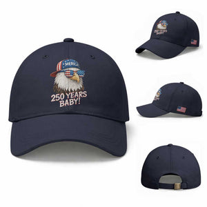 250th Anniversary USA 250 Years Baby Bald Eagle Baseball Cap TS11 Baseball Cap Universal Fit Navy Print Your Wear