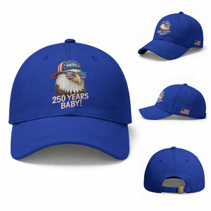 250th Anniversary USA 250 Years Baby Bald Eagle Baseball Cap TS11 Baseball Cap Universal Fit Royal Blue Print Your Wear