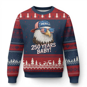 250th Anniversary USA 250 Years Baby Bald Eagle Ugly Christmas Sweater TS11 Navy Red Print Your Wear