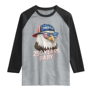 250th Anniversary USA 250 Years Baby Bald Eagle Raglan Shirt TS11 Heather Gray Black Print Your Wear