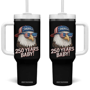 250th Anniversary USA 250 Years Baby Bald Eagle Tumbler With Handle TS11 One Size: 40 oz Black Print Your Wear