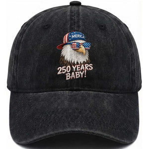 250th Anniversary USA 250 Years Baby Bald Eagle Washed Cotton Baseball Cap TS11 Print Your Wear