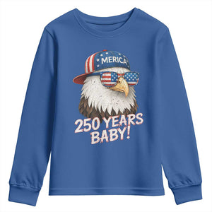 250th Anniversary USA 250 Years Baby Bald Eagle Youth Sweatshirt TS11 Royal Blue Print Your Wear