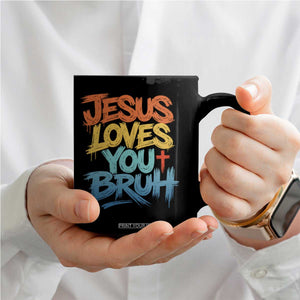 Jesus Loves You Bruh Coffee Mug Funny Christian Believer Faith God Retro Religious TS11 Print Your Wear