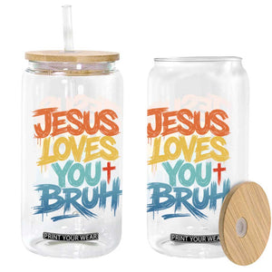 Jesus Loves You Bruh Glass Can Funny Christian Believer Faith God Retro Religious TS11 Print Your Wear