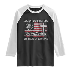 One Nation Under God 250 Years Of Blessing Raglan Shirt 250th Faith Anniversary USA TS11 Black White Print Your Wear