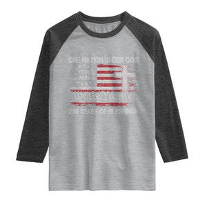 One Nation Under God 250 Years Of Blessing Raglan Shirt 250th Faith Anniversary USA TS11 Heather Gray Heather Charcoal Print Your Wear