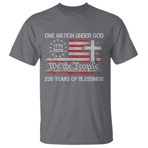 One Nation Under God 250 Years Of Blessing T Shirt 250th Faith Anniversary USA TS11 Charcoal Print Your Wear
