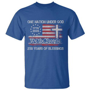 One Nation Under God 250 Years Of Blessing T Shirt 250th Faith Anniversary USA TS11 Royal Blue Print Your Wear