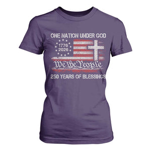 One Nation Under God 250 Years Of Blessing T Shirt For Women 250th Faith Anniversary USA TS11 Purple Print Your Wear