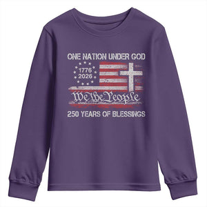 One Nation Under God 250 Years Of Blessing Youth Sweatshirt 250th Faith Anniversary USA TS11 Purple Print Your Wear