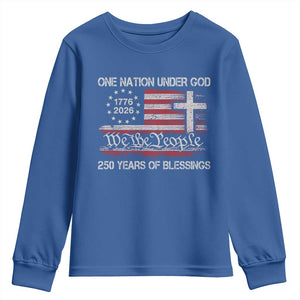 One Nation Under God 250 Years Of Blessing Youth Sweatshirt 250th Faith Anniversary USA TS11 Royal Blue Print Your Wear
