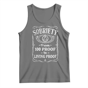 Sobriety From 100 Proof To Living Proof Tank Top Sober Anniversary AA NA Recovery TS11 Black Heather Print Your Wear