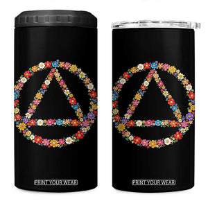 AA Sober Retro Flower Symbol Serenity Recovery 4 in 1 Can Cooler Tumbler TS11 One Size: 16 oz Black Print Your Wear