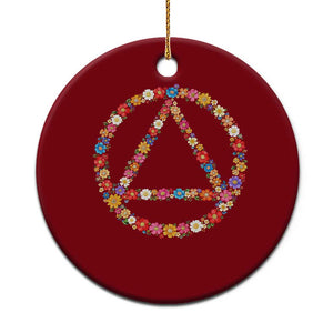 AA Sober Retro Flower Symbol Serenity Recovery Ceramic Ornament TS11 1pc Red Print Your Wear