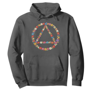 AA Sober Retro Flower Symbol Serenity Recovery Hoodie TS11 Dark Heather Print Your Wear