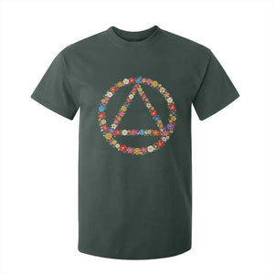 AA Sober Retro Flower Symbol Serenity Recovery T Shirt For Kid TS11 Dark Forest Green Print Your Wear